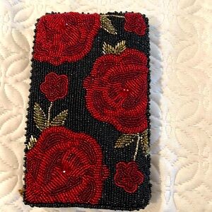Mary Frances - Spanish Rose Beaded Crossbody Clutch Handbag